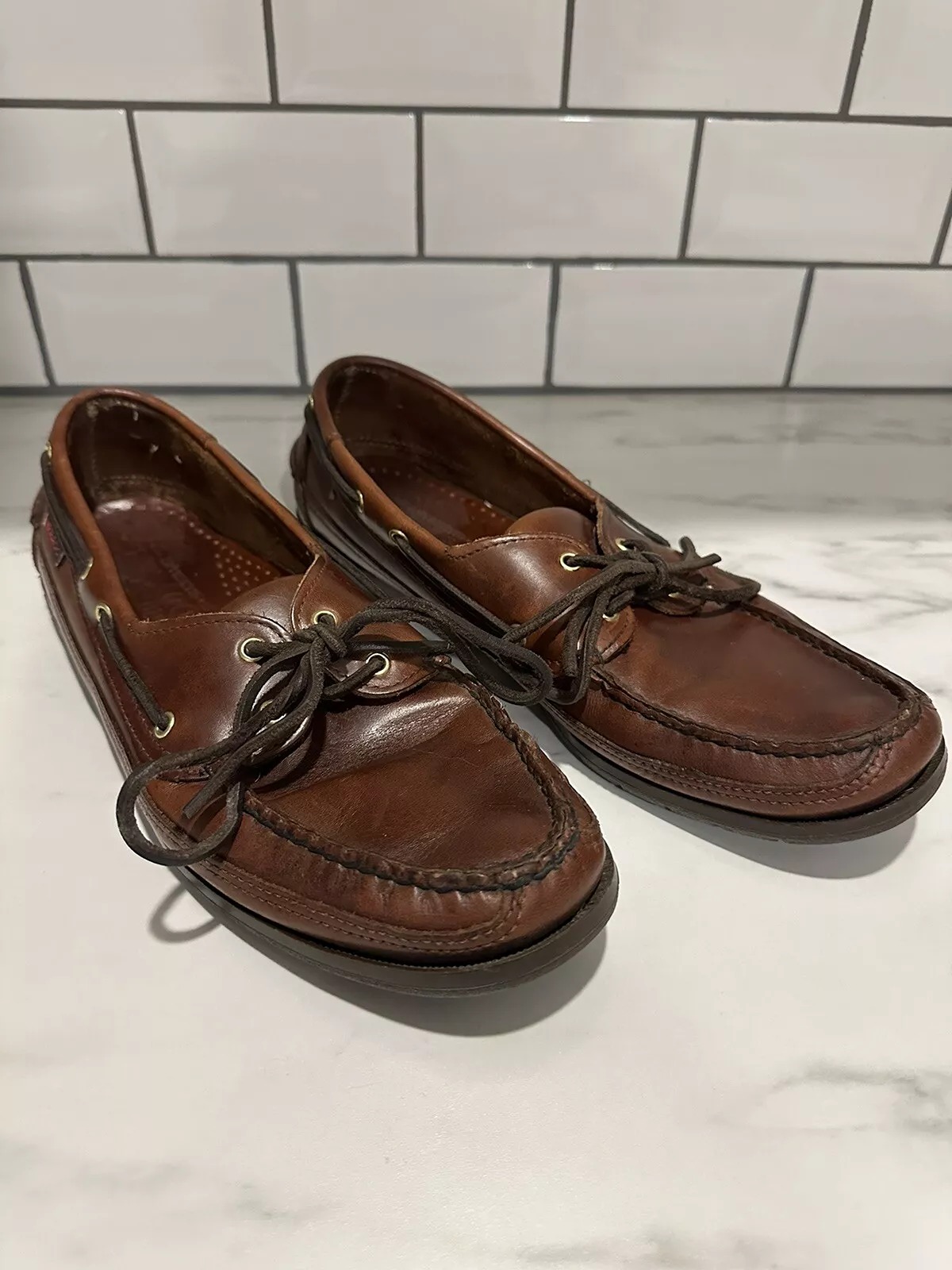 SEBAGO Docksides Mens Leather Boat Shoes Narrow Penny Loafers 75943 (Size 11N)
