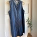 New eileen fisher denim sleeveless button down mandarin collar shift dress