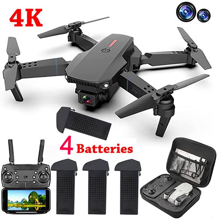 2023 New RC Drone With 4K HD Dual Camera WiFi Foldable Quadcopter + 4 Battery