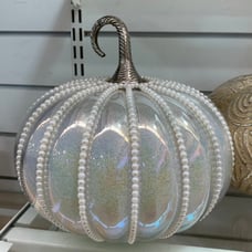 White Glass Fall pearls Pumpkin !