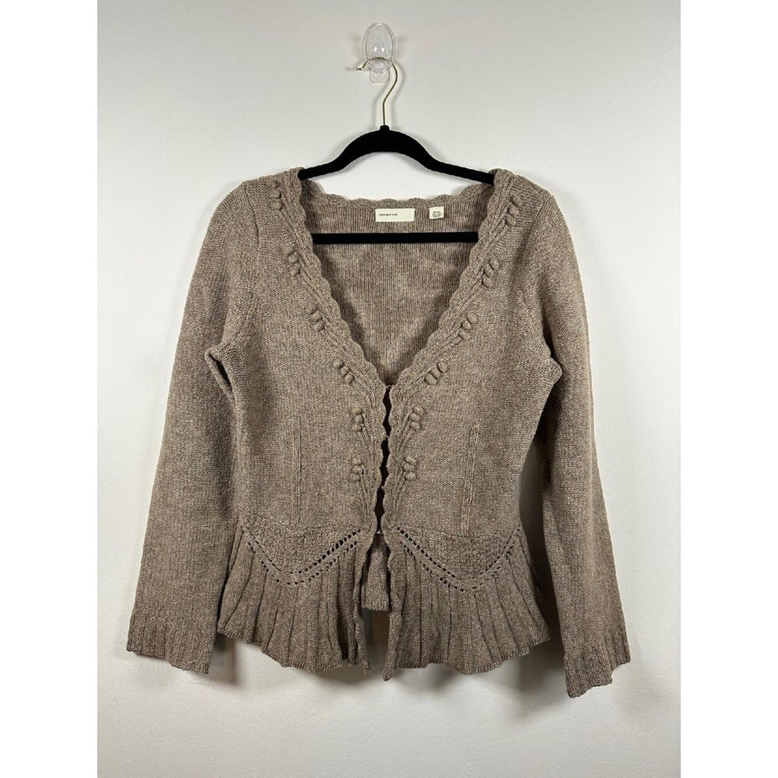 Sleeping On Snow Anthropologie Peplum Wool Crotchet Sweater Size L