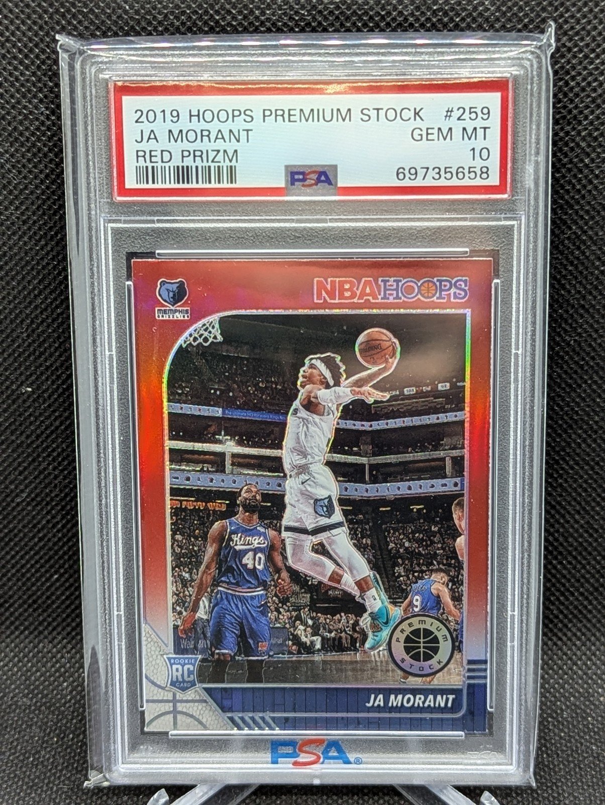 2019-20 Hoops Premium Stock #259 Red Prizm Grizzlies Guard Ja Morant RC PSA 10