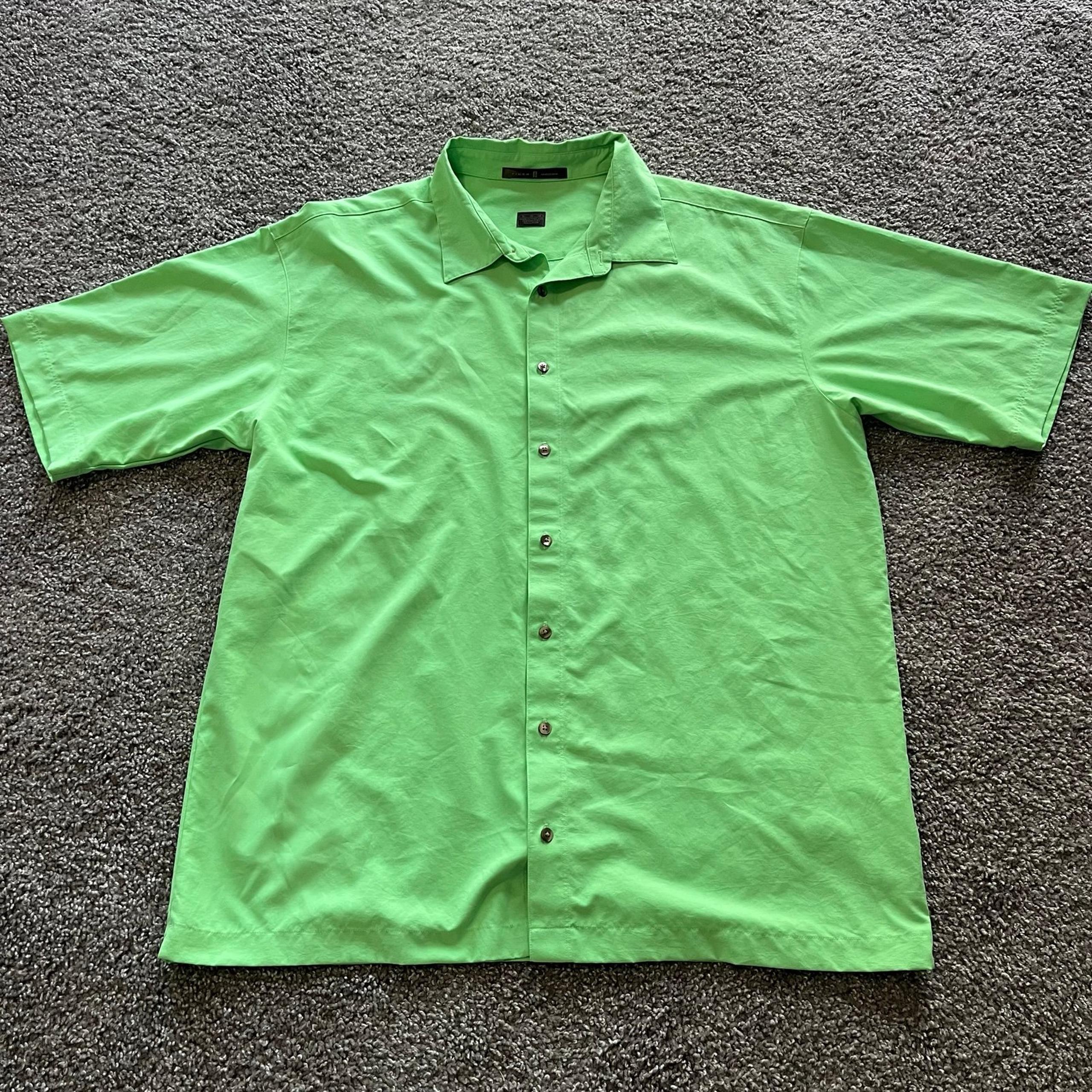 Nike Tiger Woods Collection Button Up Polo Shirt Golf Green Masters Mens XL