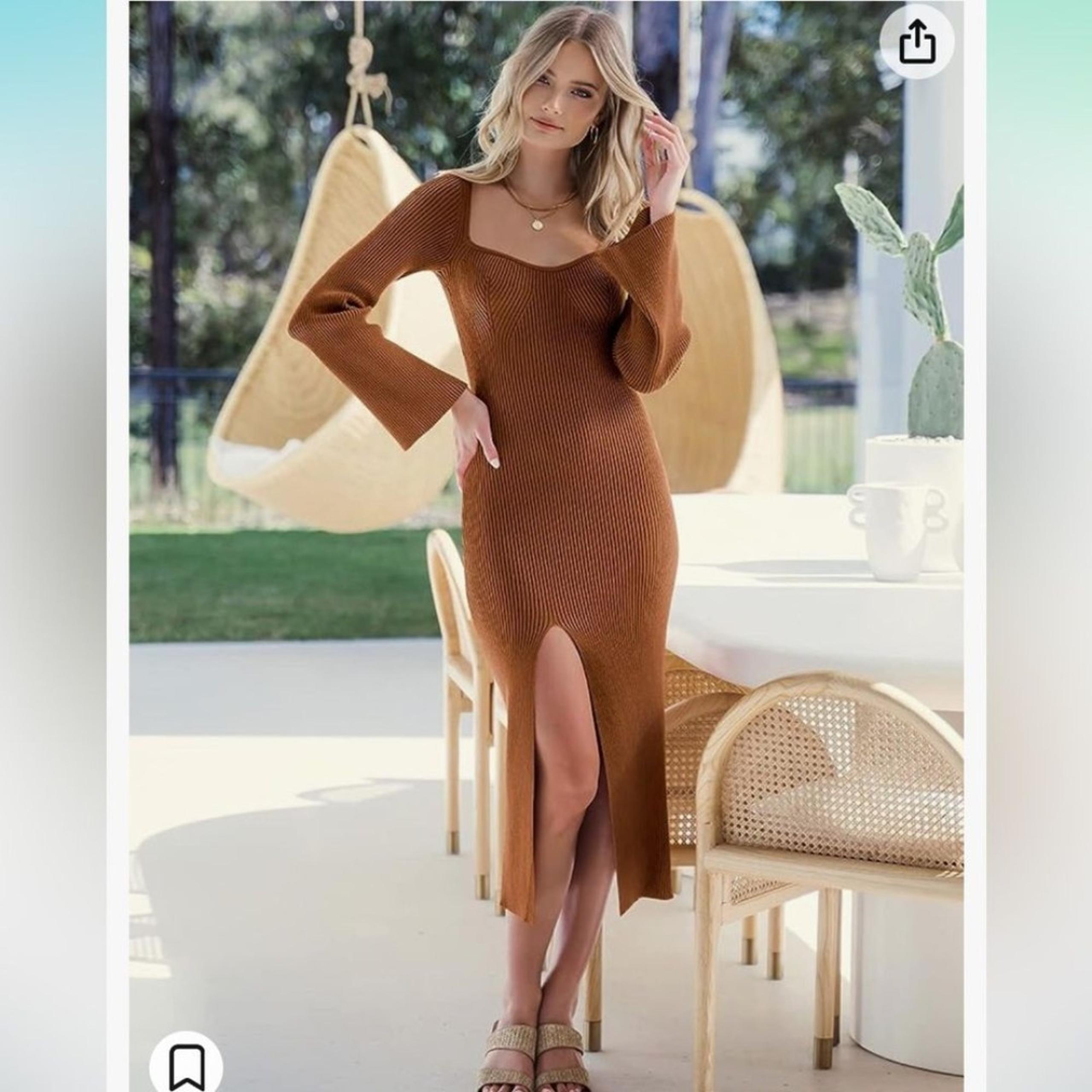 Brown sweater dress