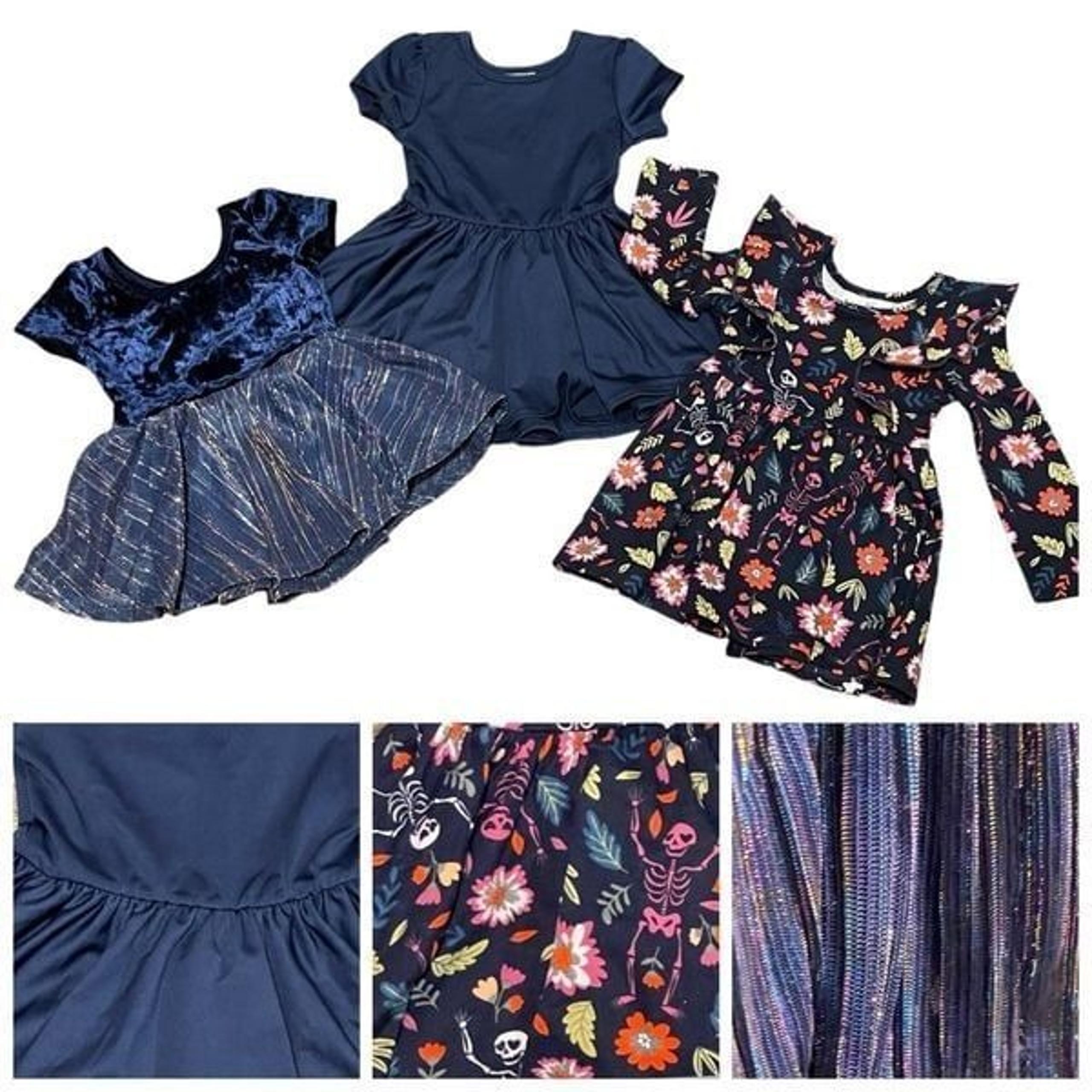 Dot Dot Smile 3 Twirl Dresses Navy Blue Orange Pink Green Size 6-12 Mos