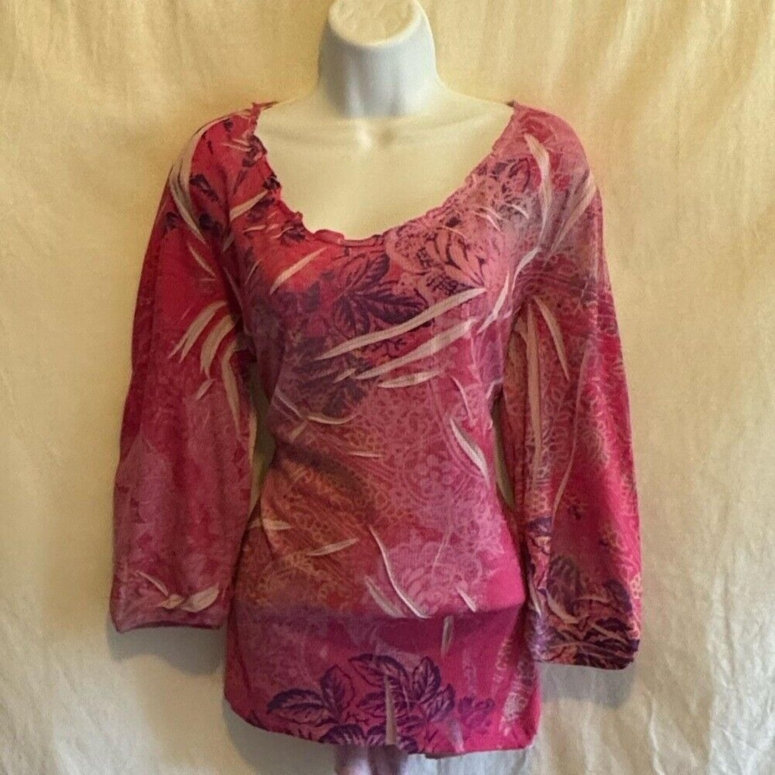 E-138 Jane Ashley Pink 1/2 Sleeve Pullover Blouse Size M