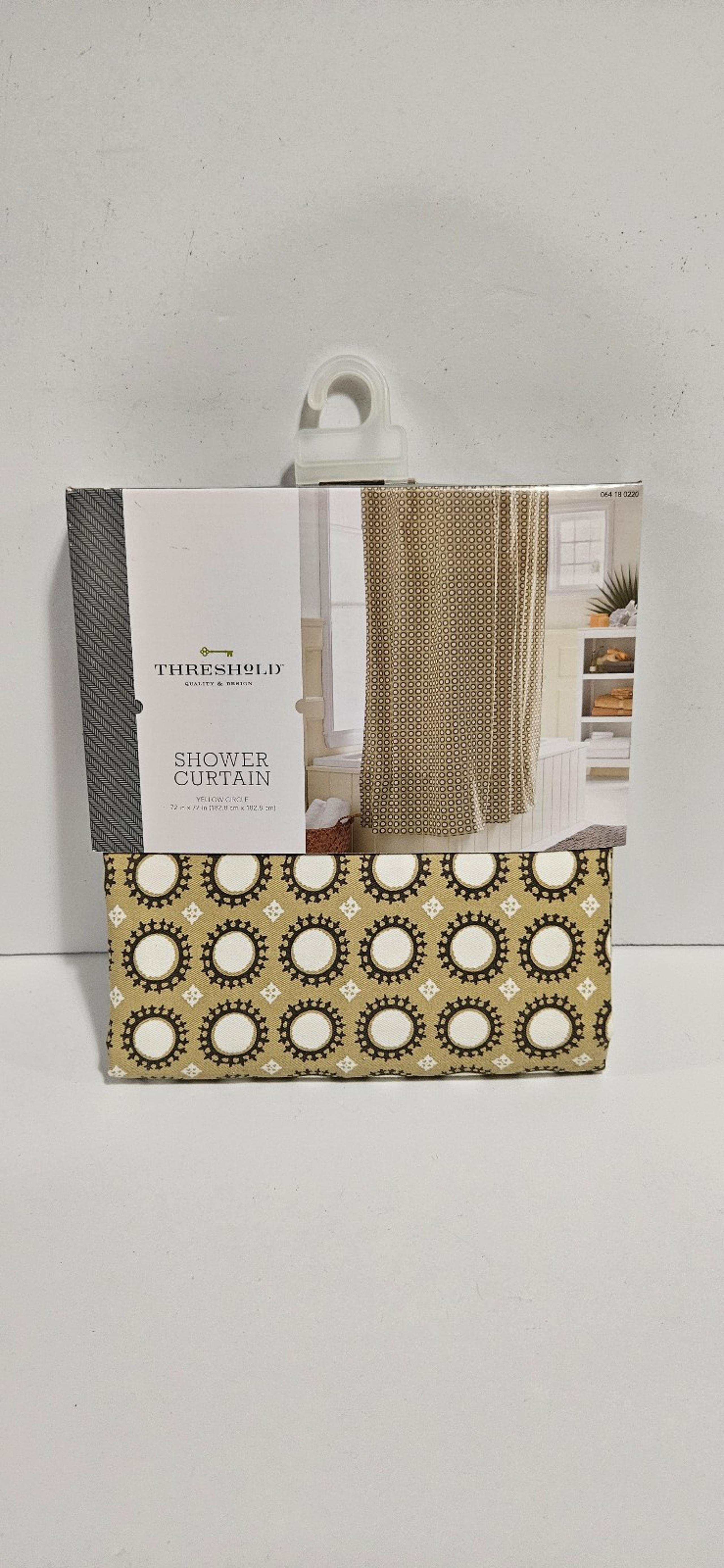 Threshold Circle Shower Curtain - Yellow/Grey Marble 72" x 72" NEW