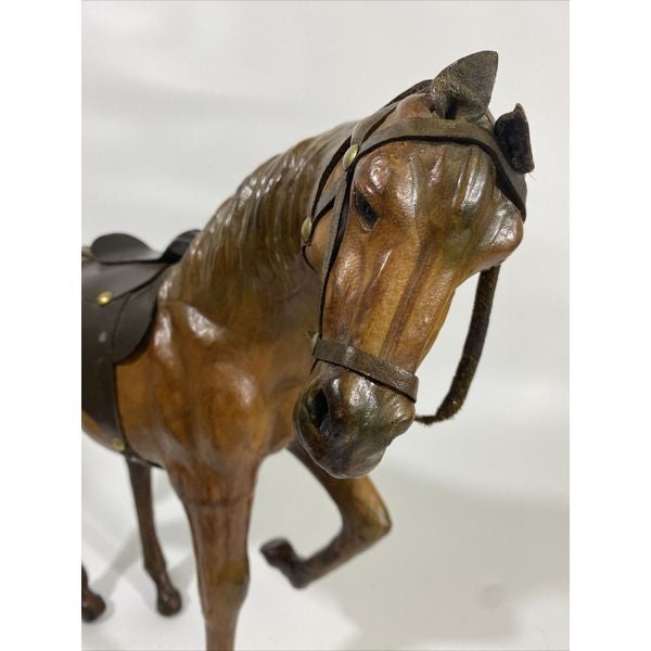 Vintage Leather Horse Decor Vintage Toy Equine Saddle Tooled 13” x 12.5”