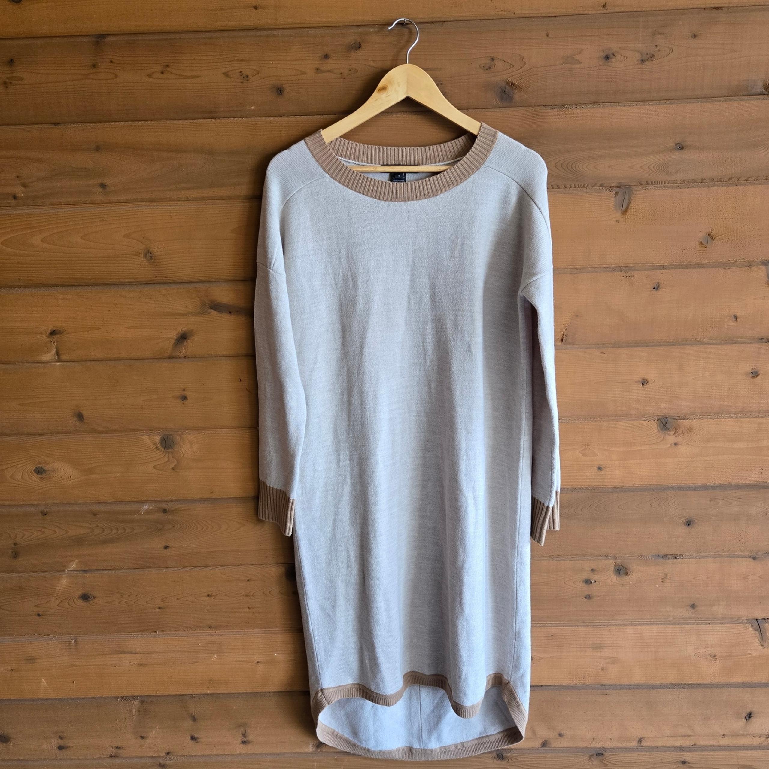 French Connection Long Sleeve Soft Sweater Dress Collared Cuffed Round Hem Small