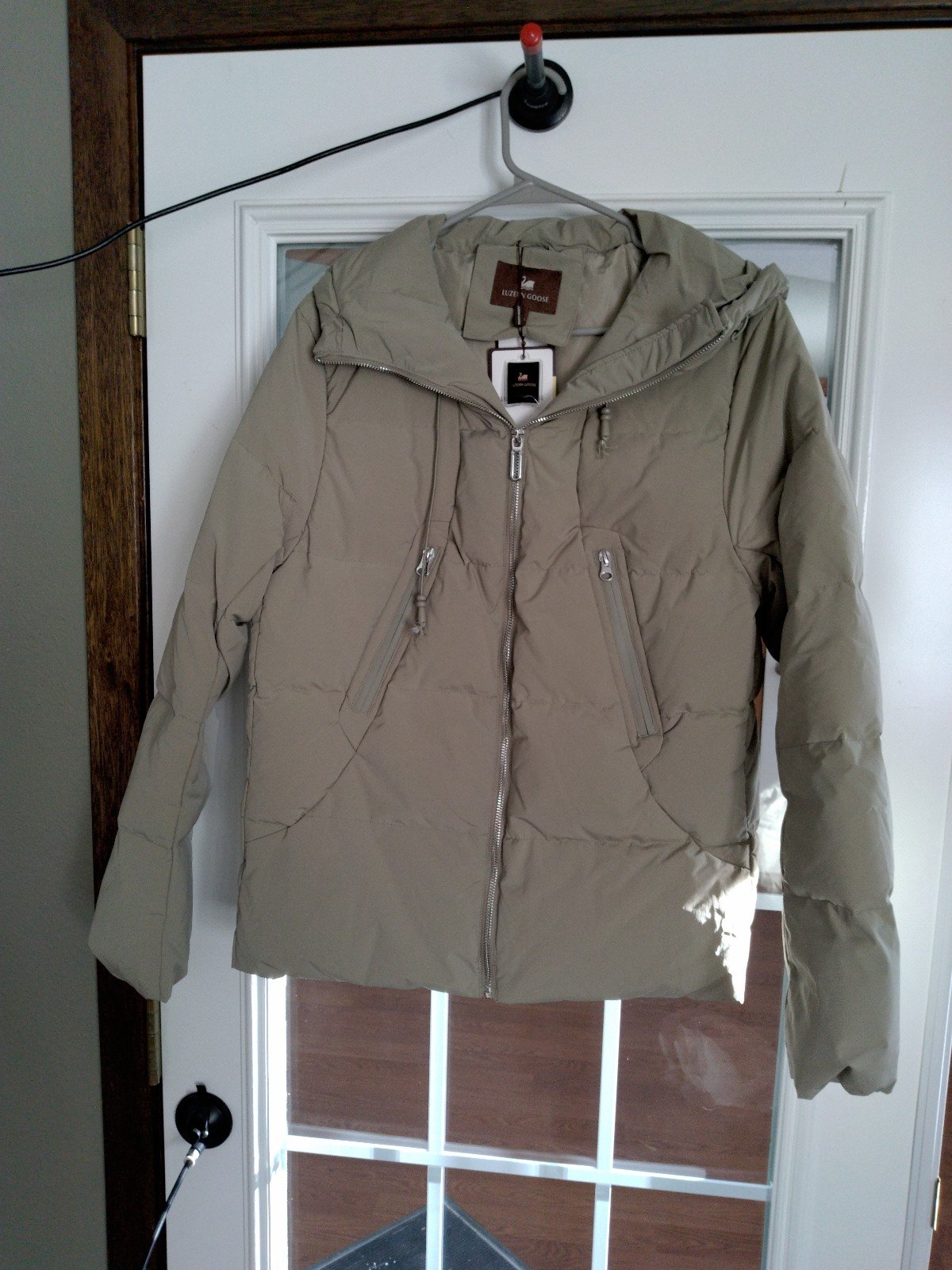 Beige down puffer jacket size XL