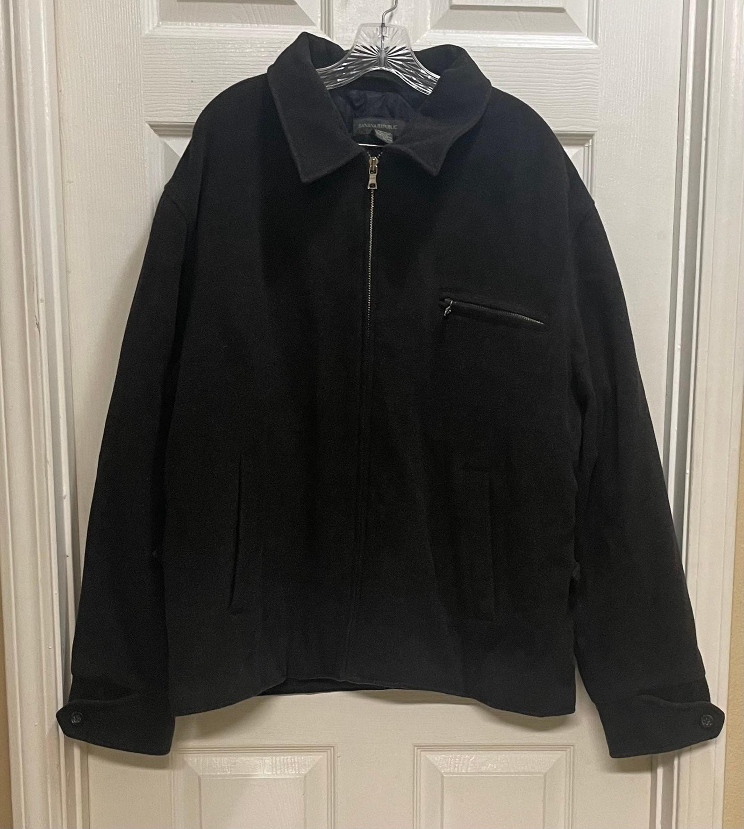 Banana Republic Wool Blend Mens Charcoal Zip Up Jacket Size XL