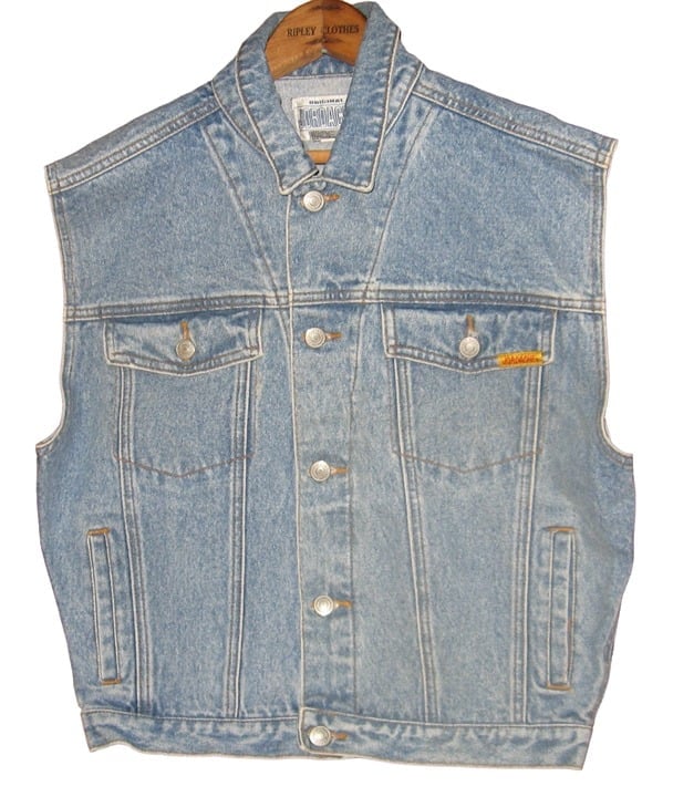 FR SHP Vtg Vest Jordache Jeanswear XL Denim Mens Stonewash Biker Motorcycle