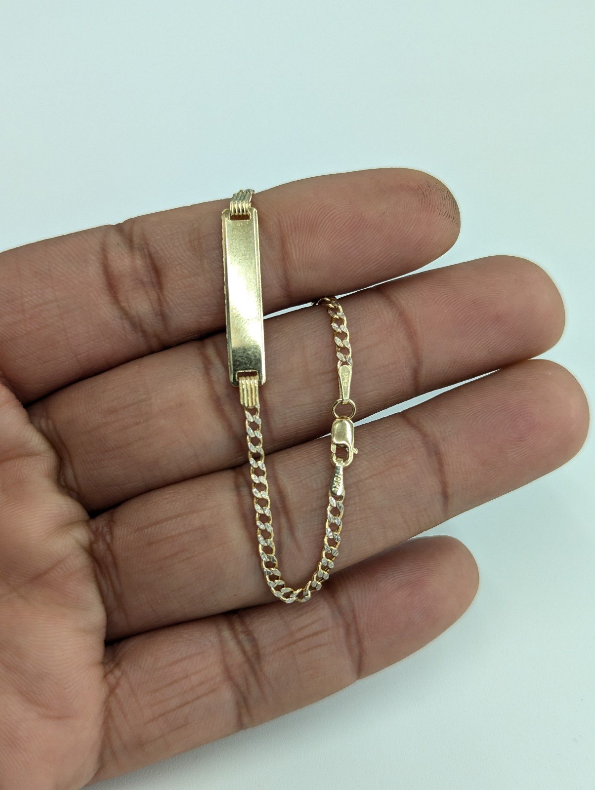 10kt Real Gold Cuban Diamond Cut ID Bracelet bracelet