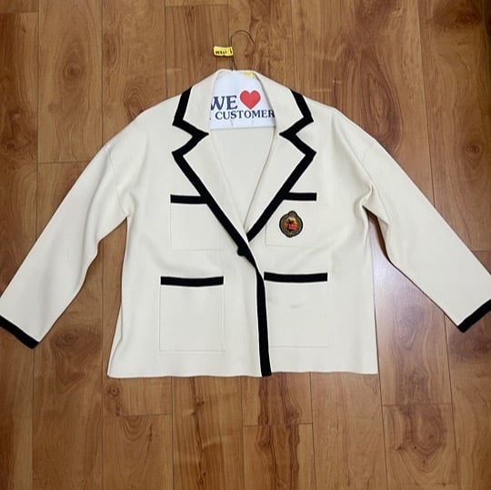 Sandro Cream Preppy Knit Blazer Size 1