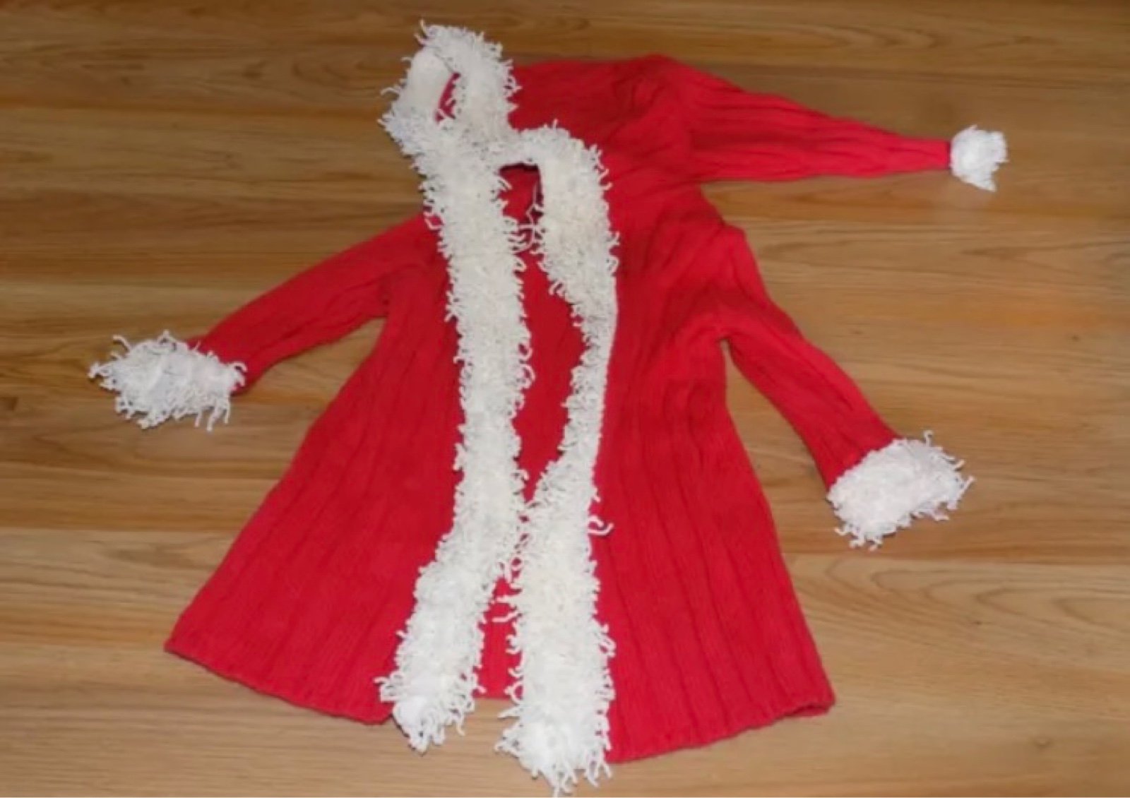 Size 24 Months Nick Nack Patty Wack Red Ivory Trim Hooded Sweater Jacket Coat