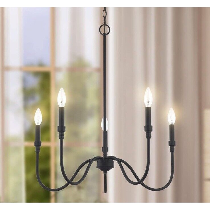 5-Light Farmhouse Chandelier Lighting Fixture, Linear Pendant Light for Kitch...