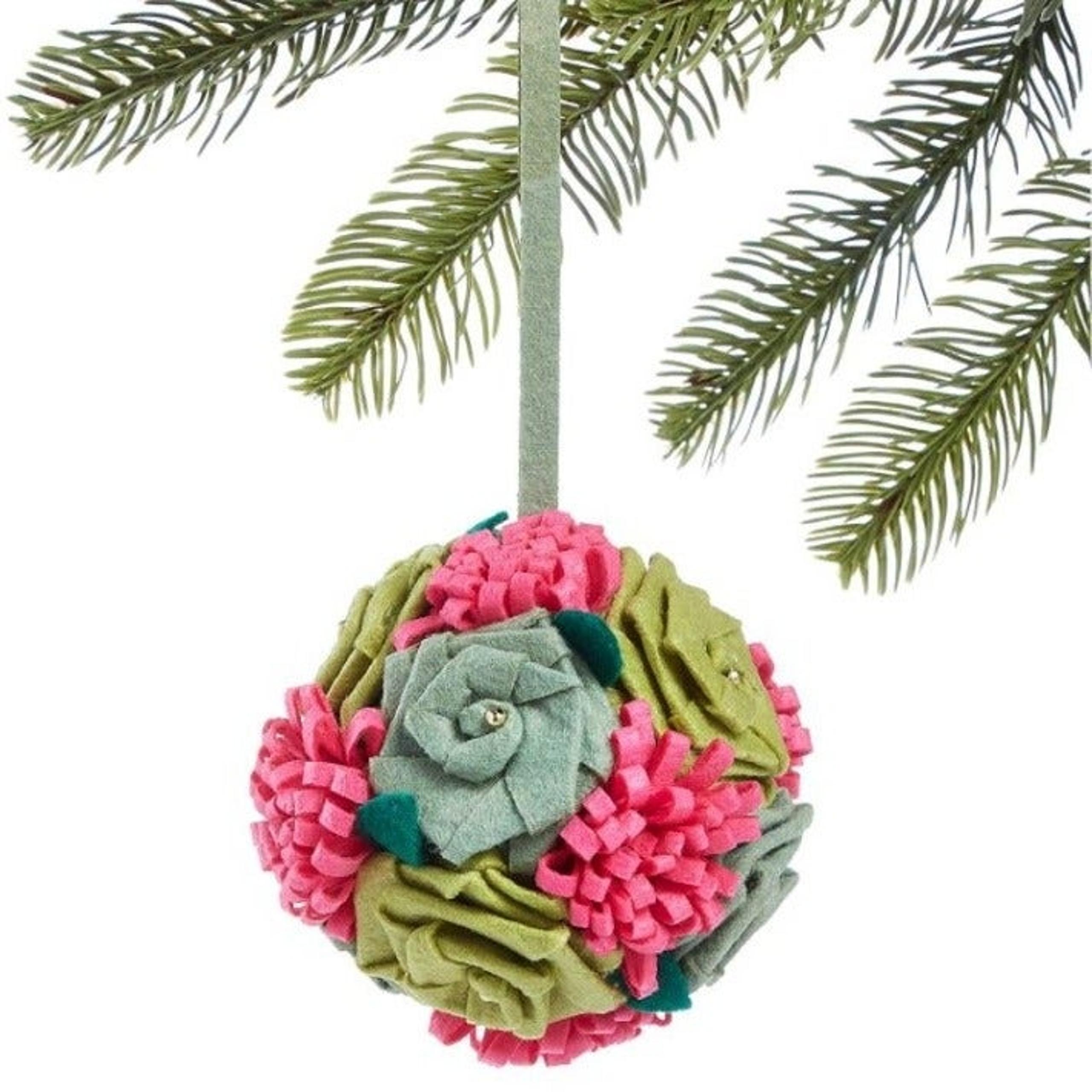 NWOT Holiday Lane Felt Bugs & Botanical Flower Ball Ornament xmas easter wedding