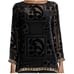 Calypso St Barth Top Mianette Black, Gold Velvet Burnout Long Sleeve Top Size XS