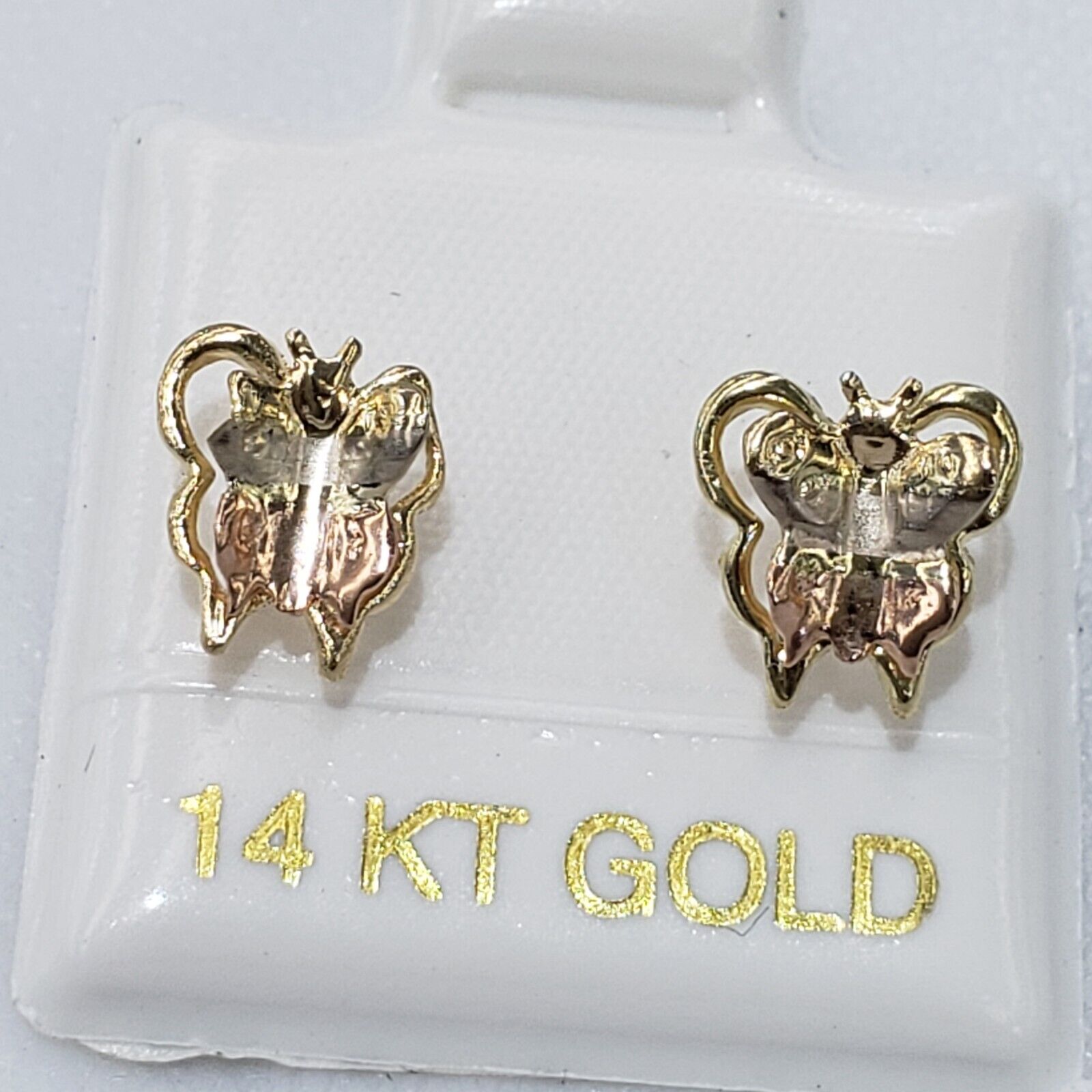 Solid real 14k gold butterfly earrings