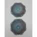 2 Vintage Blue Iridescent Diamond Cut Carnival Glass 6-1/2 Hostess Plates Bowls