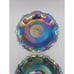 2 Vintage Blue Iridescent Diamond Cut Carnival Glass 6-1/2 Hostess Plates Bowls