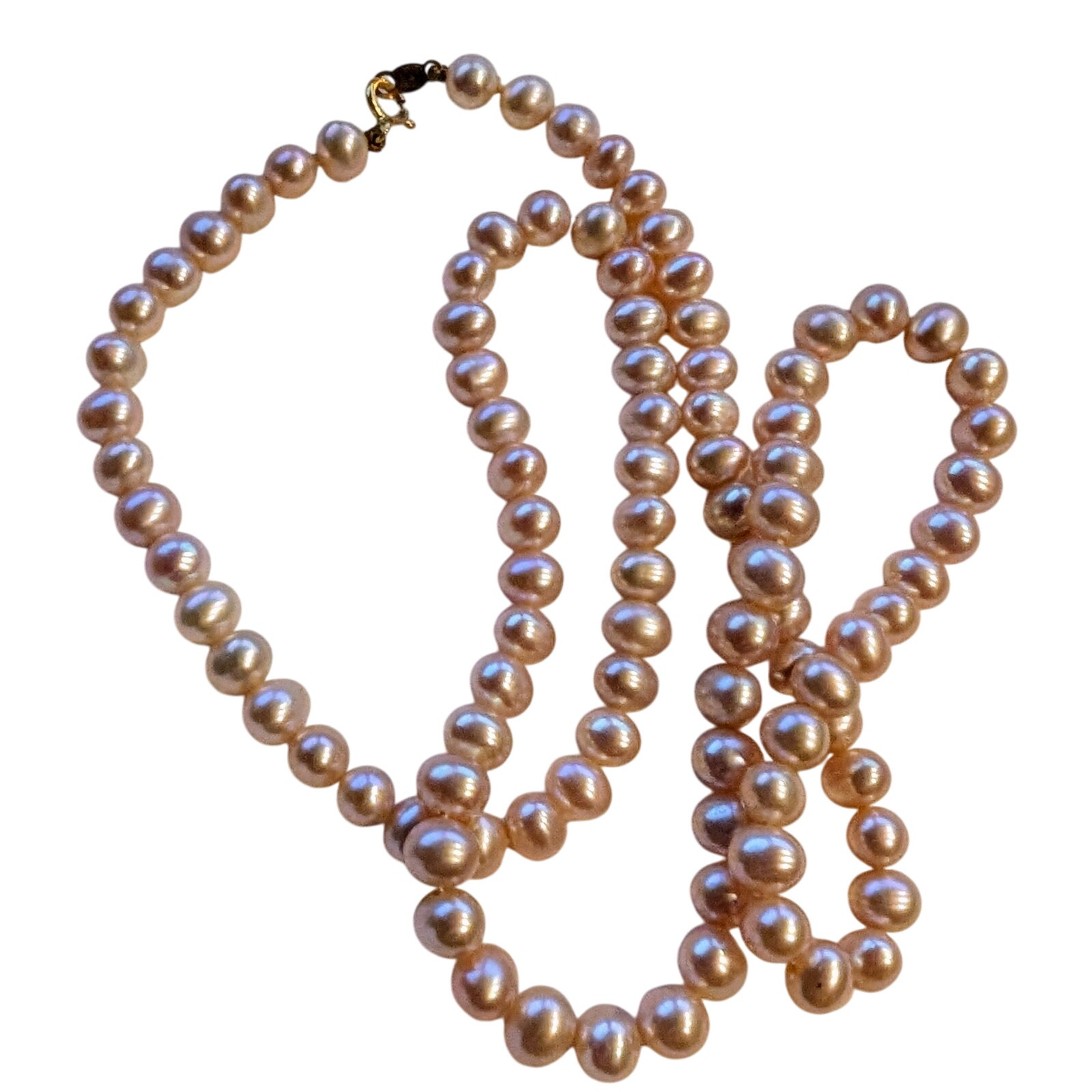 4mm - 5mm Genuine Pink Pearl 18 Strand Necklace W/ 14k Gold Clasp Need Restrung