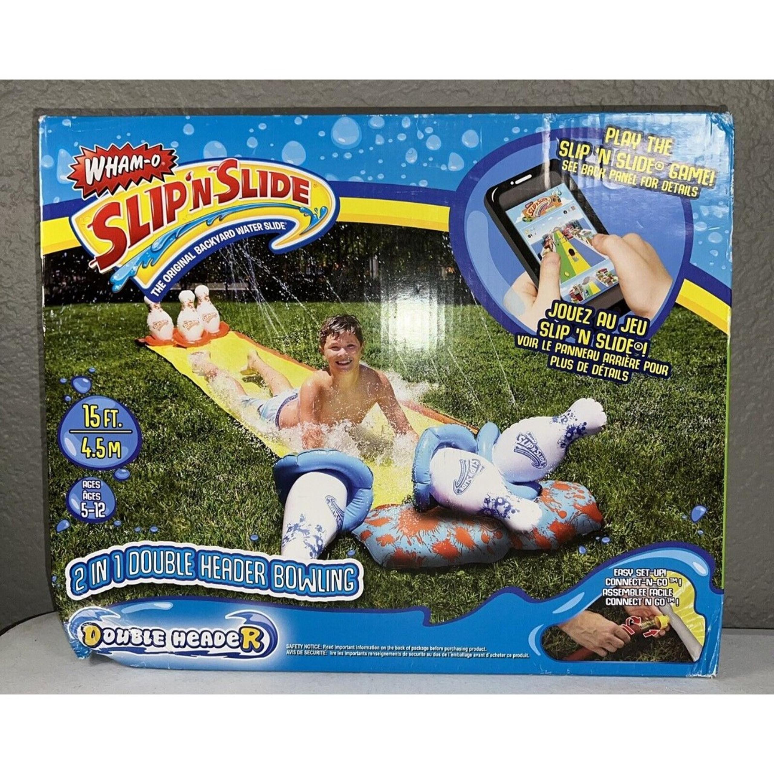 Wham-O Slip n Slide 2 in 1 Double Header Bowling 16ft Water Sprinkler Wave Rider