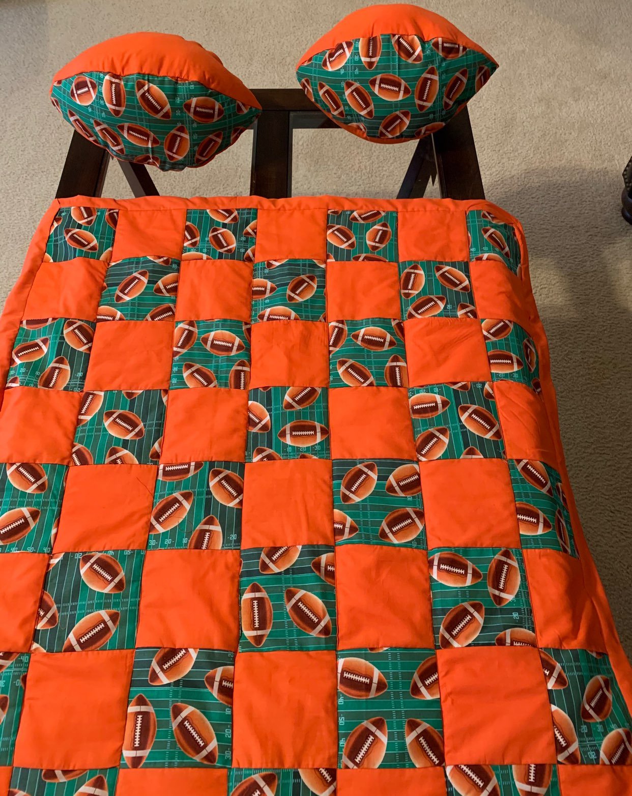 Handmade lap quilt and pillow set
