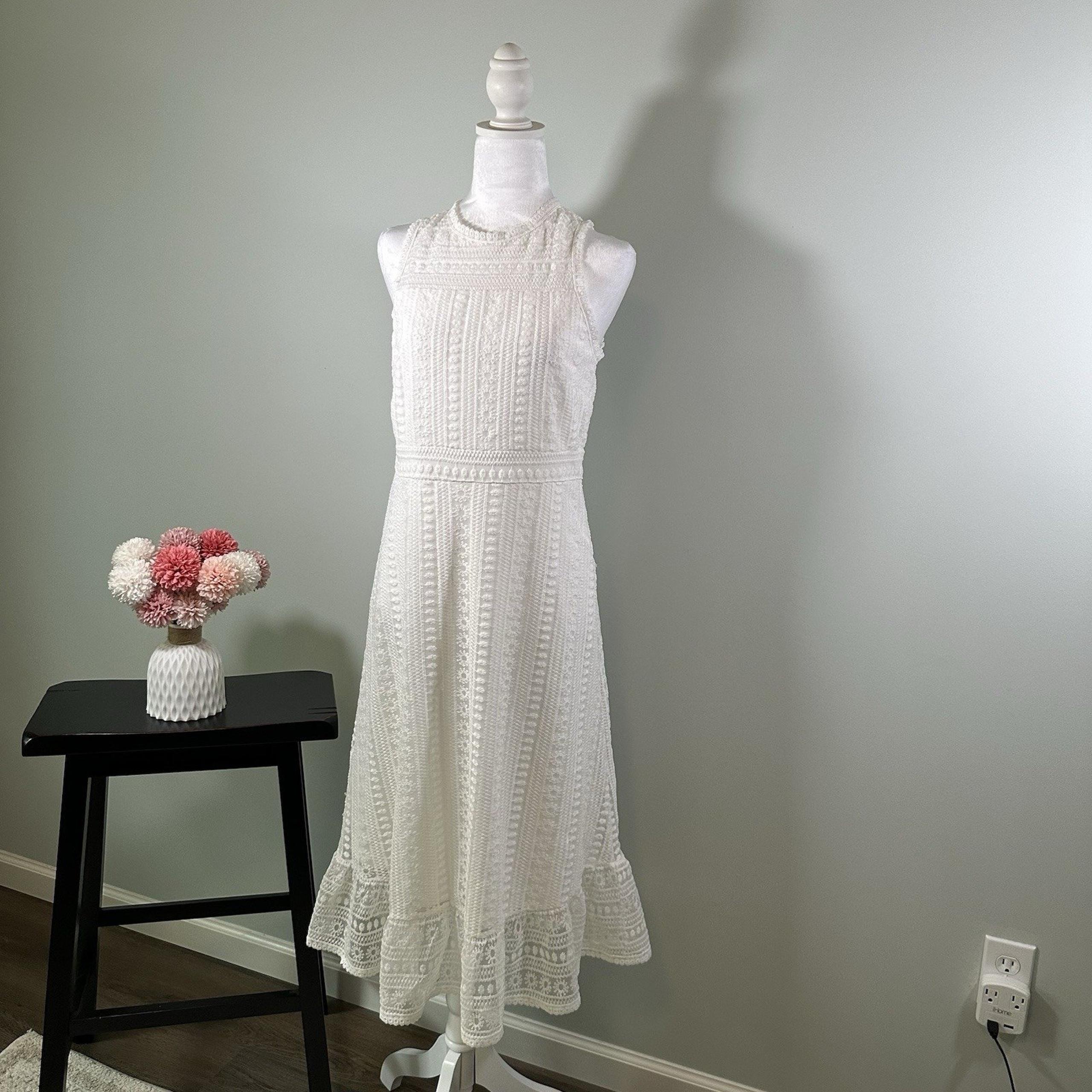 Mi Ami Women's L Lace Dress White