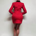 90s Vintage My Michelle Red Crepe Velvet Collared Full-zip Mini Skirt Suit 7/8