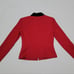 90s Vintage My Michelle Red Crepe Velvet Collared Full-zip Mini Skirt Suit 7/8