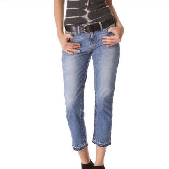 J Brand straight leg frayed hem cropped boyfriend fit jeans size 30/US 10