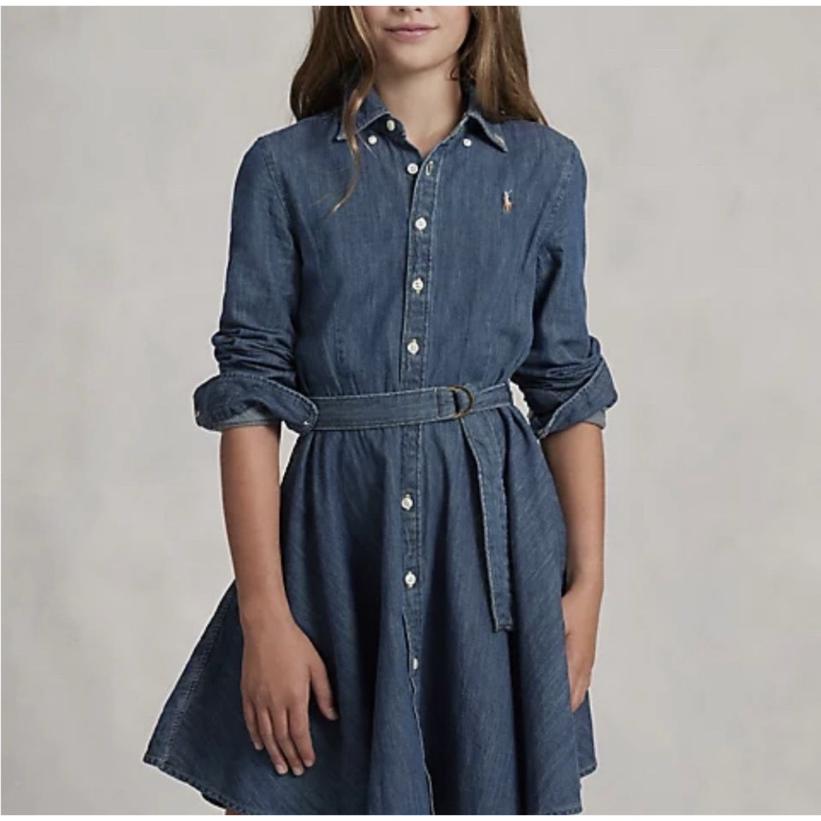 Polo Ralph Lauren blue denim dress button front long sleeve 3T Chambray