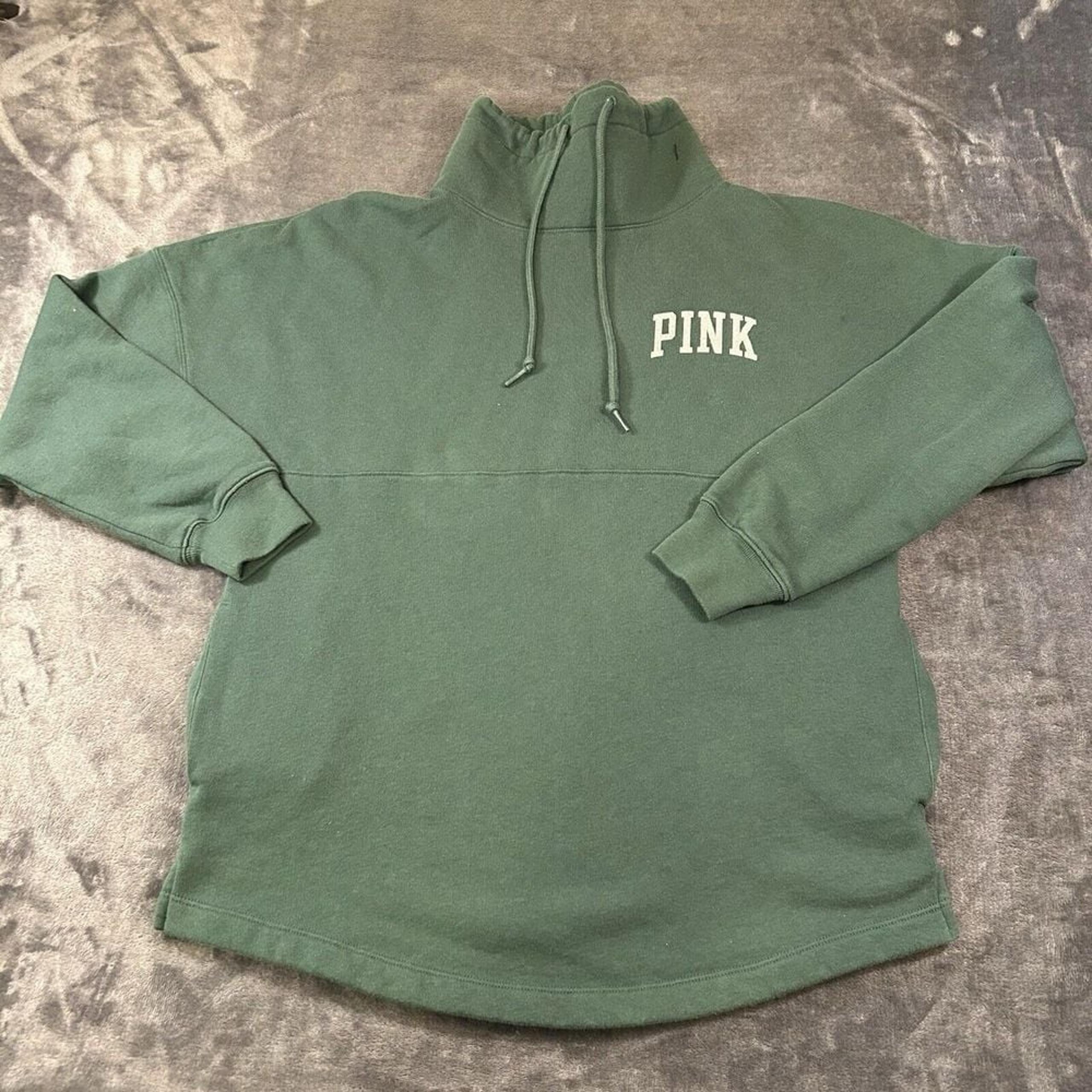 Pink Sweater Womens Extra Small Green Mock Neck Pullover Victorias Secret Casual