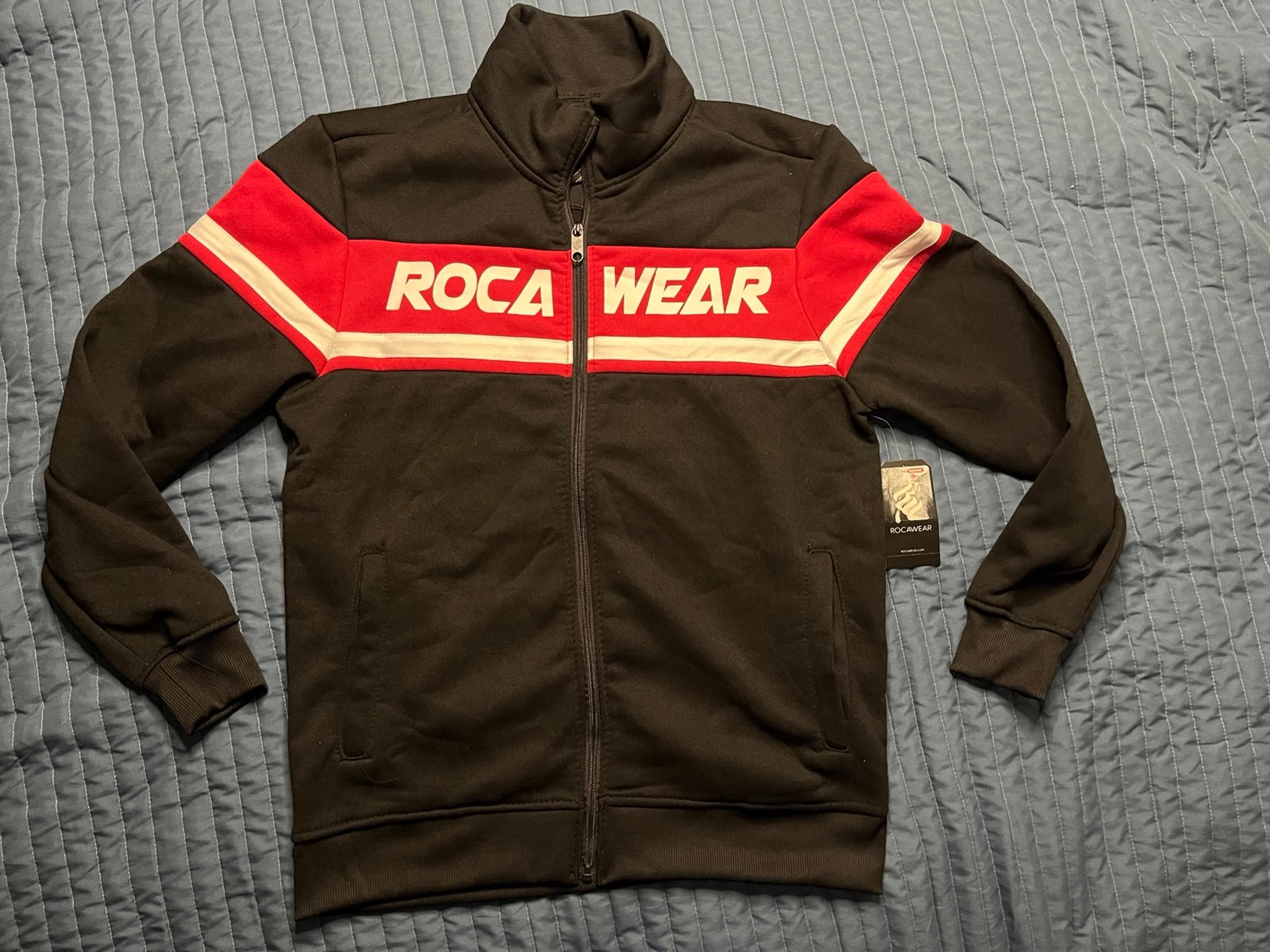 Rocawear Full Zip 100% Polyester Big Letter Men’s Jacket Medium Black & Red