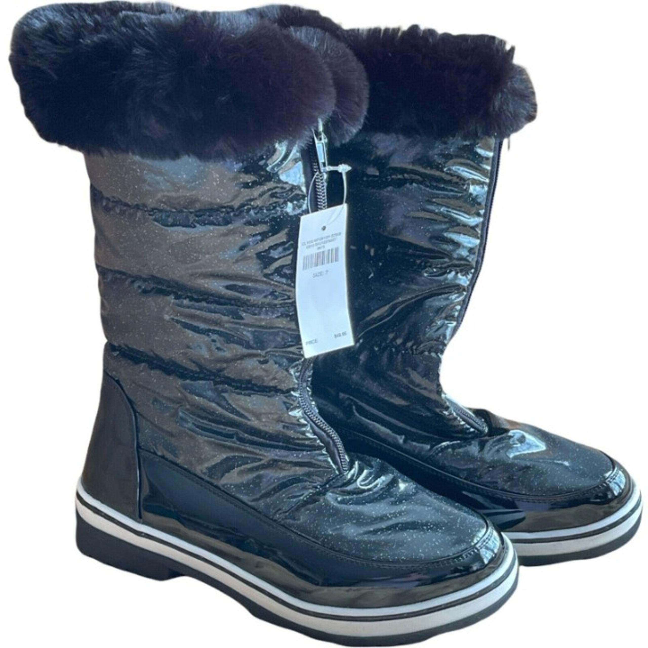 Women's Boots Size 7 JUSTICE Totes Zip Front Boots with Plush Vining Black