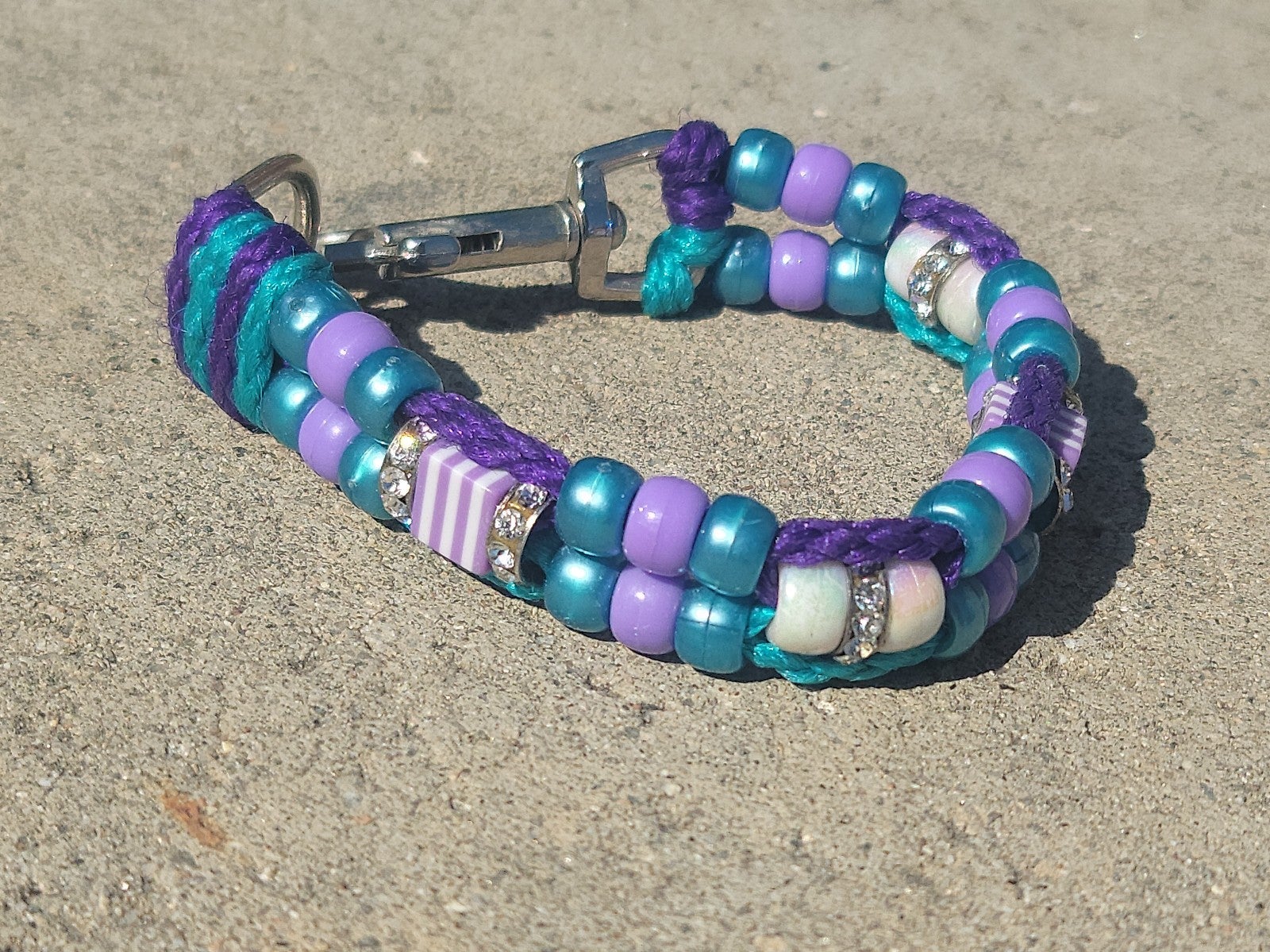 Custom Handmade Beaded Bling Dog Collar Charlotte Hornets