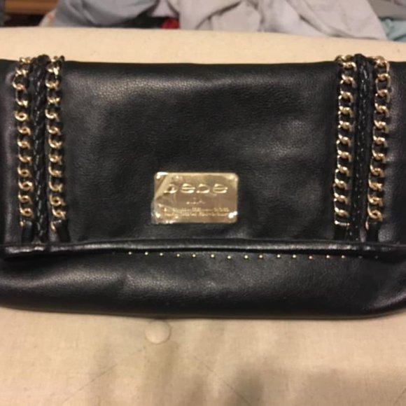 Bebe Black Clutch w/Gold Hardware