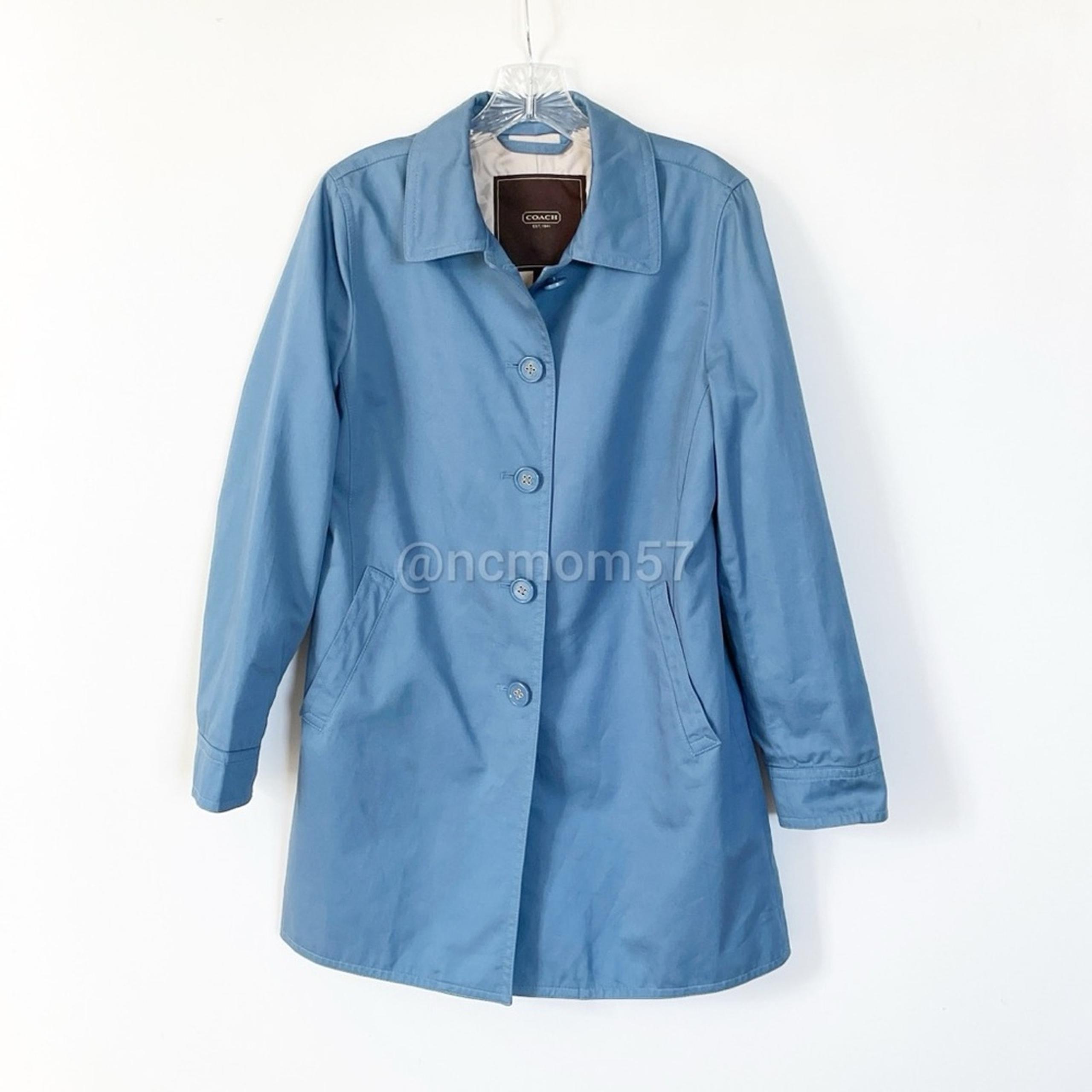$298 Coach Light Blue Walking Raincoat