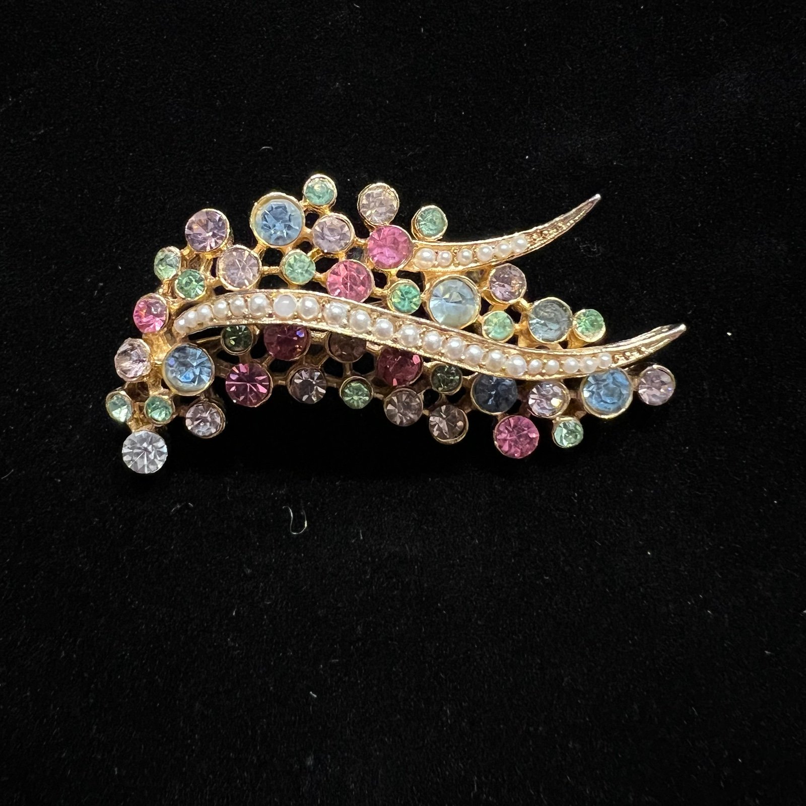 Vintage Arthur Pepper's Art Pastel Brooch, Gold Plated, 1950s Vintage Jewelry