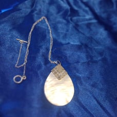 925 sterling silver mother of pearl shell pendant on Figaro chain necklace
