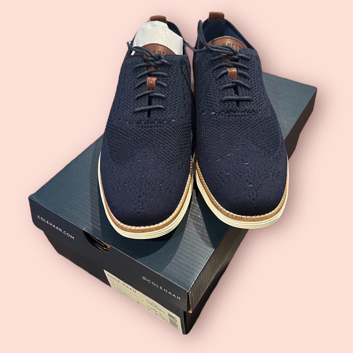 Cole Haan Original Grand Shortwing Oxford Shoes (Navy/Ivory)