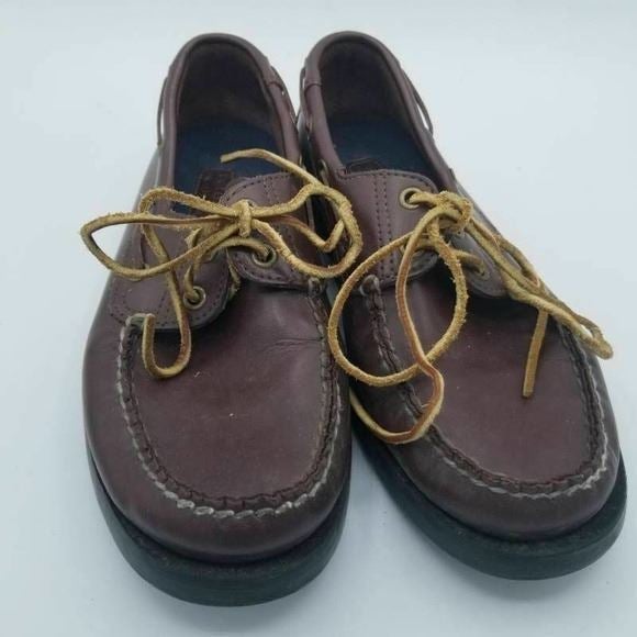 Polo Ralph Lauren Womens Boat Shoes Brown Leather Lace Up Moc Toe Low Top 8 D