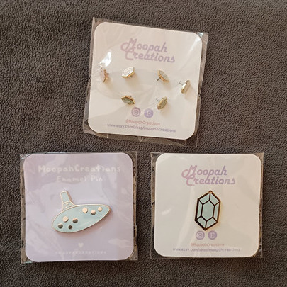Legend of Zelda enamel pins and earrings by MoopahCreations