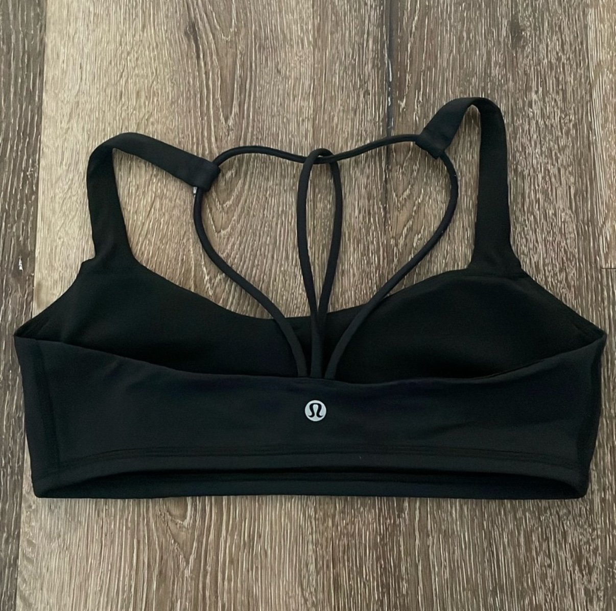 EUC Lululemon Athletica Free To Be Trinity Black Sports Bra Size 8 Strappy