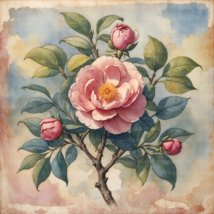 Fine Art Giclee Print, Pink Camellia #24-0702