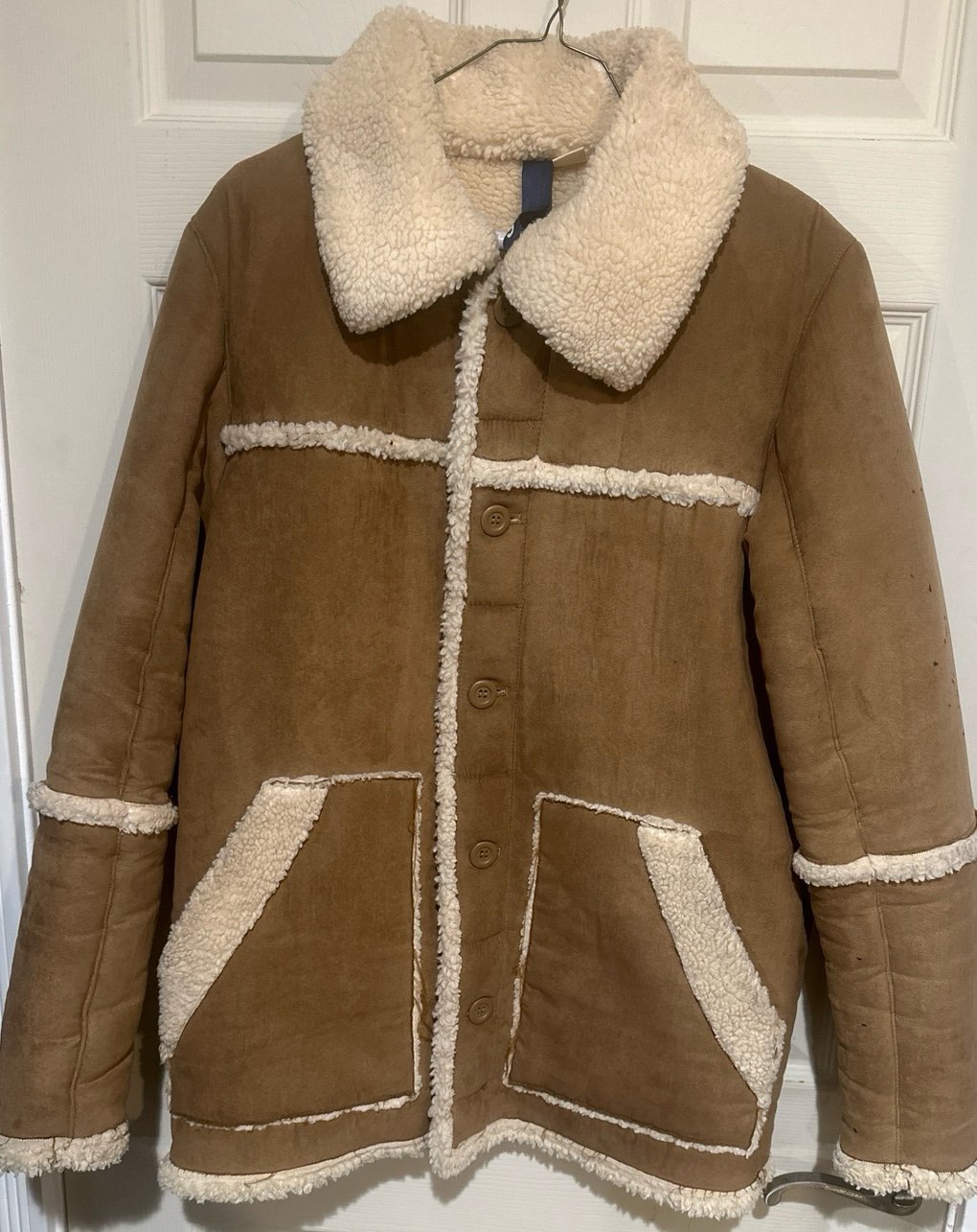 DIVIDED BY H&M Mens Big Kids Unisex Wool Tan Jacket Wool Winter Jacket Size Smal