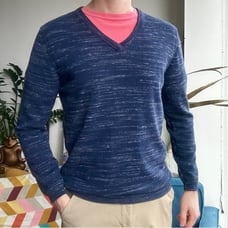 Billy Reid Wool Navy Blue V-neck Long Sleeve Sweater M