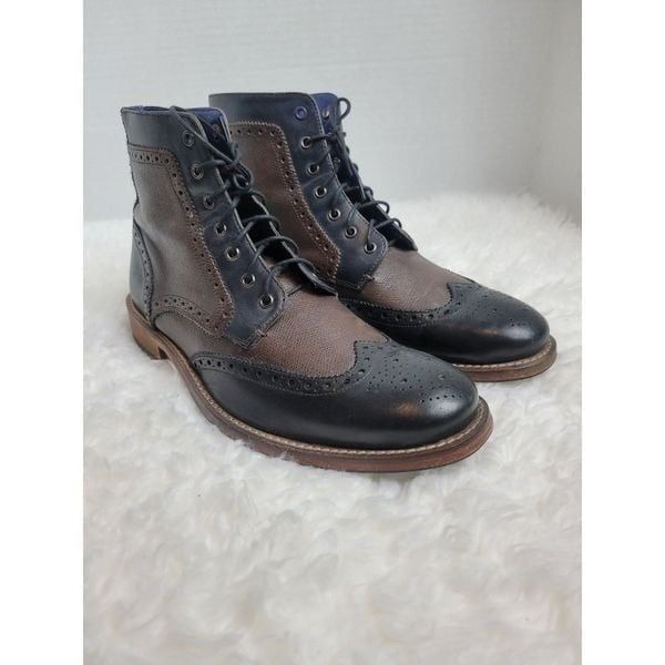 Rare Ted Baker Sealls 2 Boots Mens Size 9.5 Chukka Brogue Black and Brown Shoes