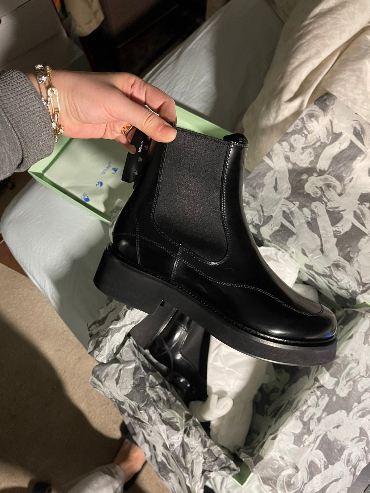 OFF-WHITE ANKLE BOOTS CHELSEA WOMEN LEATHER BLACK